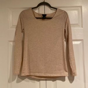 Ann Taylor Factory Polyester Long Sleeve Tee in Cream/Beige